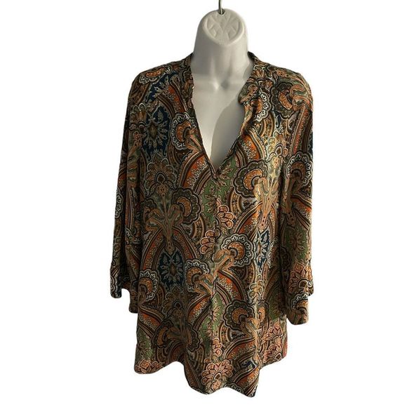 Zara Tops - Zara basic paisley bell sleeve tunic Boho Chic